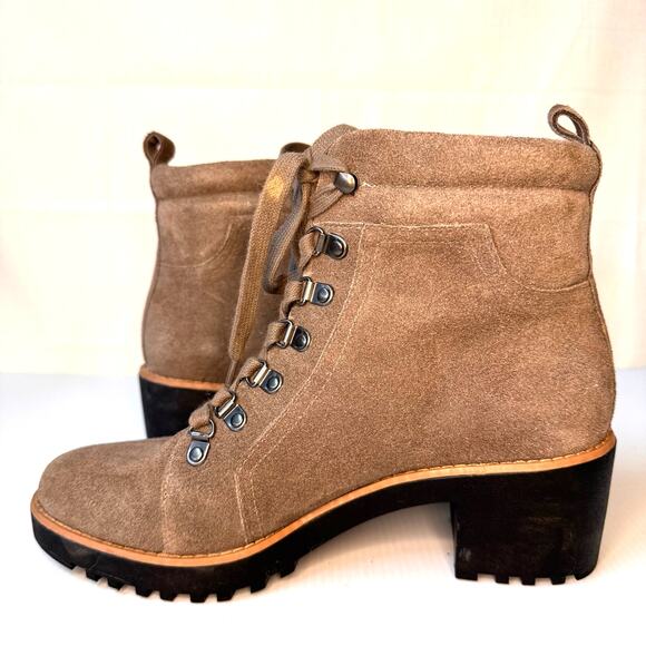 CASLON Jadey Suede Boots Women's 8 Lace Up Taupe Gray Hiking Gorpcore Nordstrom - Picture 8 of 13